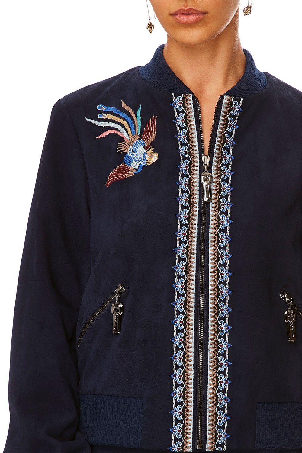 CAMILLA FOR THE FANS LEATHER BOMBER JACKET