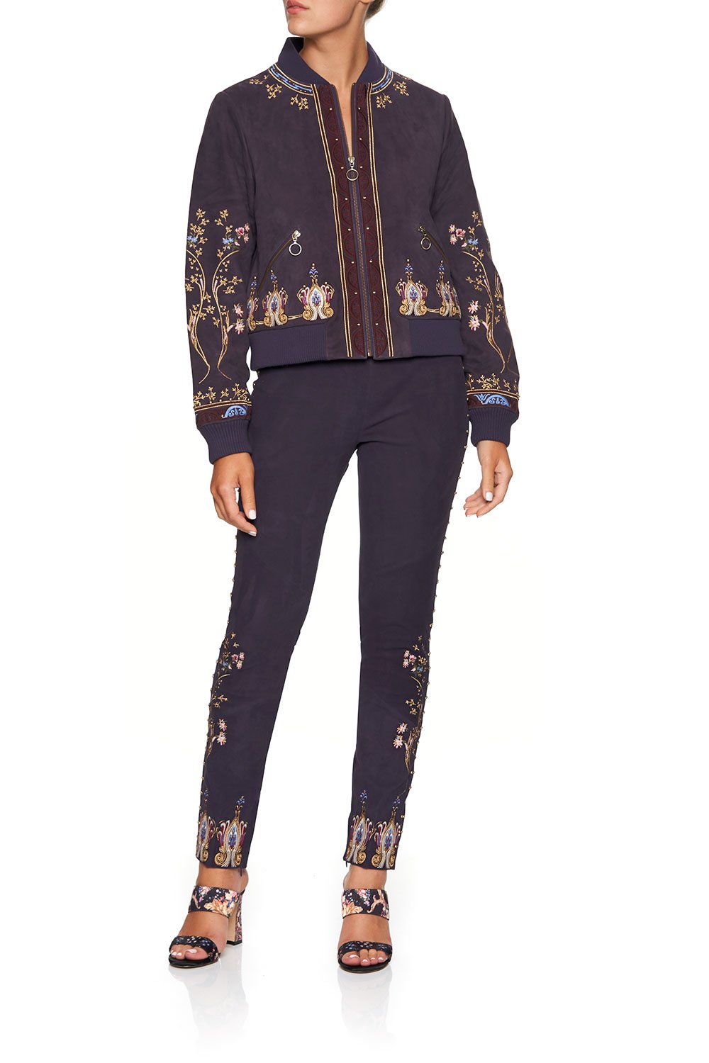 CAMILLA LEATHER BOMBER JACKET WILD FLOWER