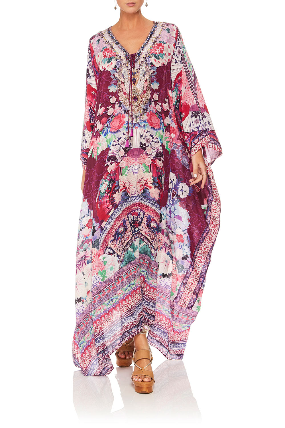 CAMILLA LITTLE OSAKA GIRL SPLIT HEM LACE UP KAFTAN