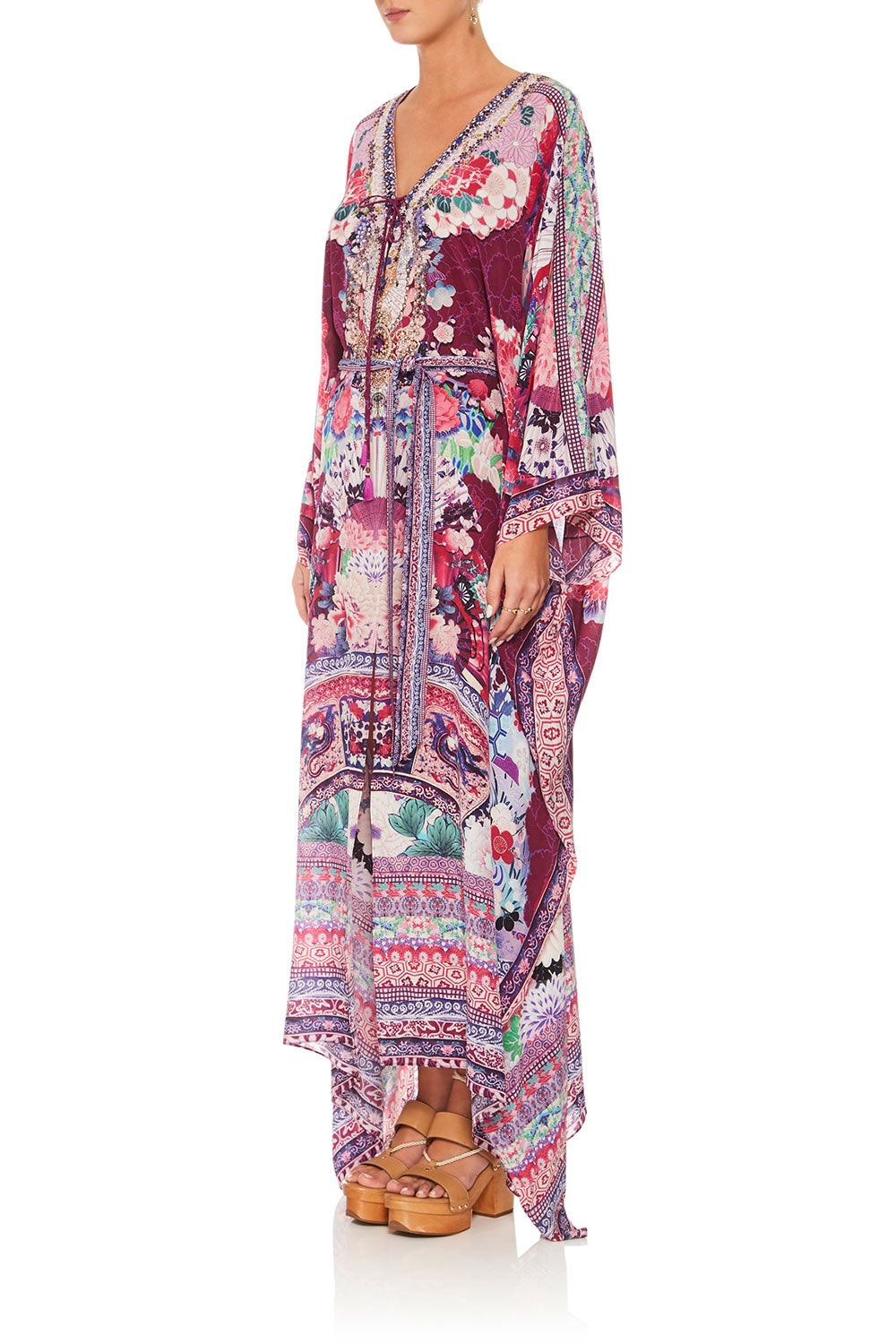 CAMILLA LITTLE OSAKA GIRL SPLIT HEM LACE UP KAFTAN