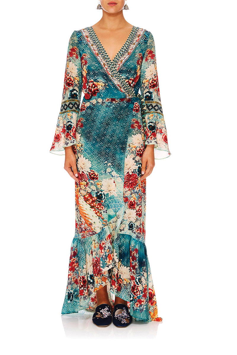 CAMILLA HER HEIRLOOM LONG SLEEVE WRAP DRESS
