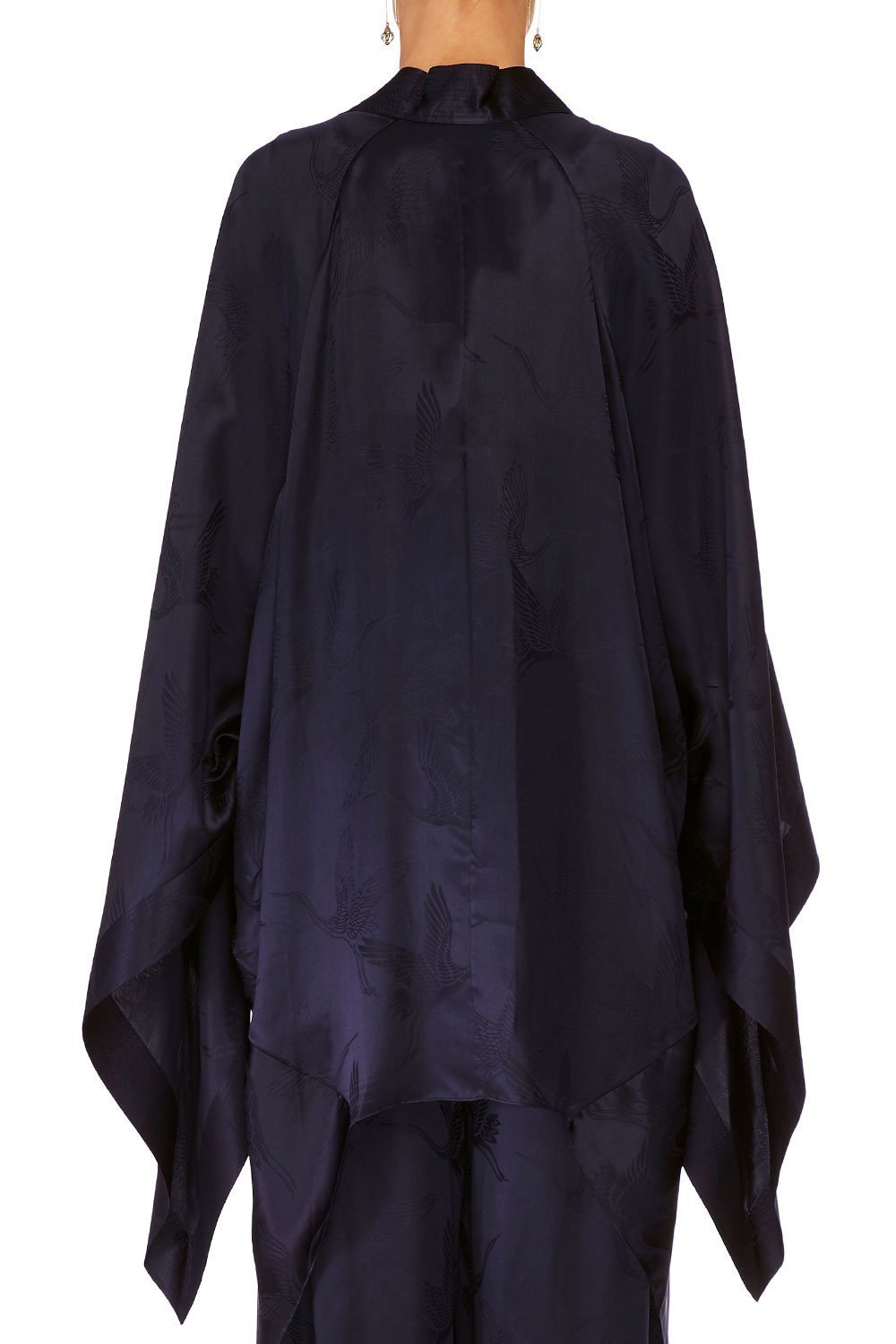 CAMILLA SOLID NAVY LONG DRAPED ROBE