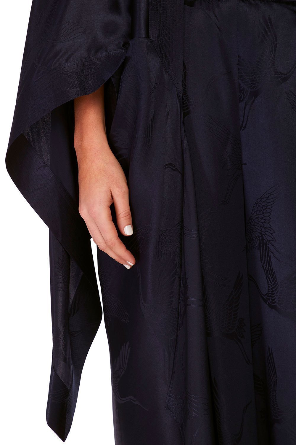 CAMILLA SOLID NAVY LONG DRAPED ROBE