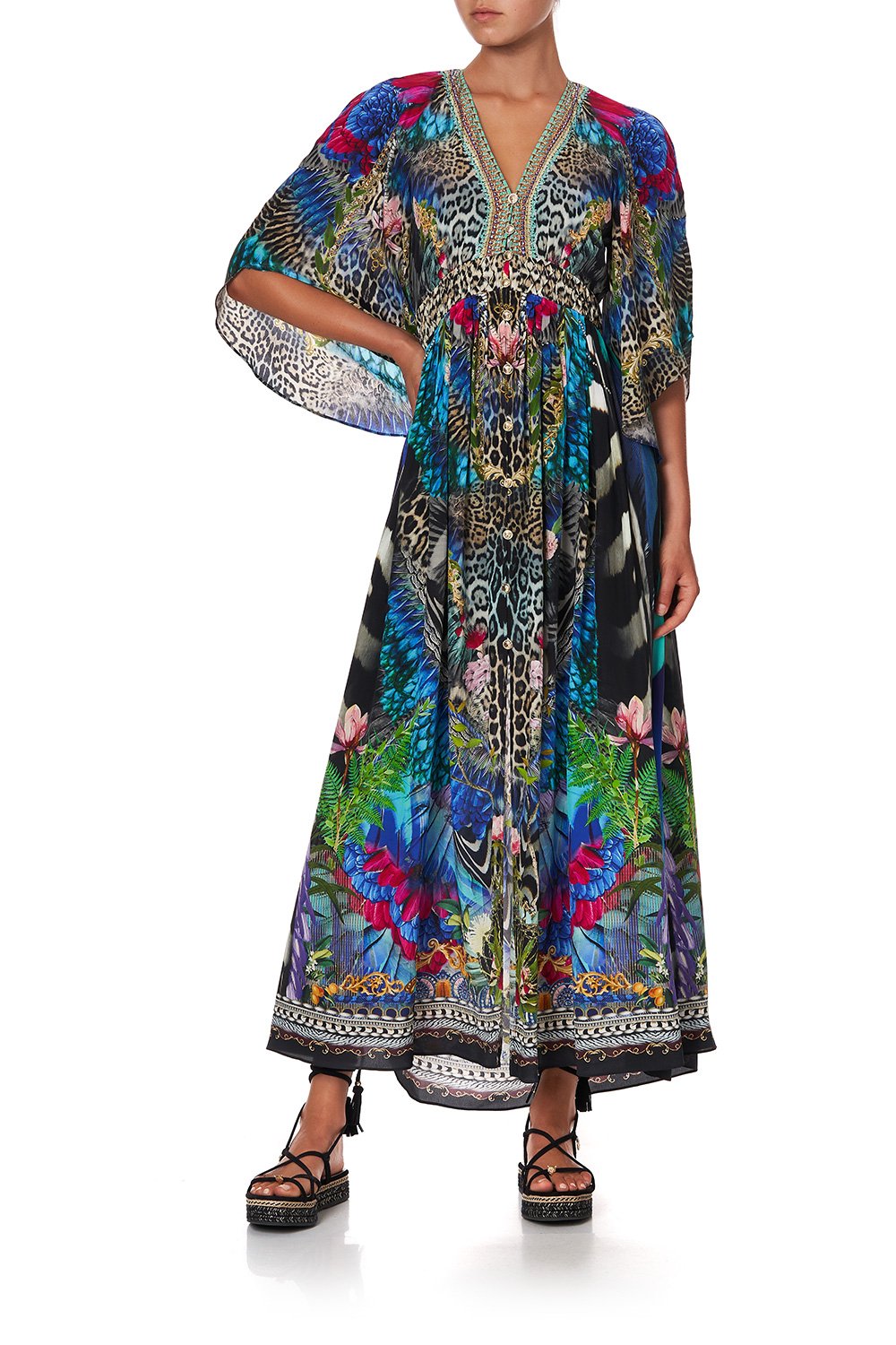 LONG DRESS WITH SMOCKED WAIST CAFE NAIROBI