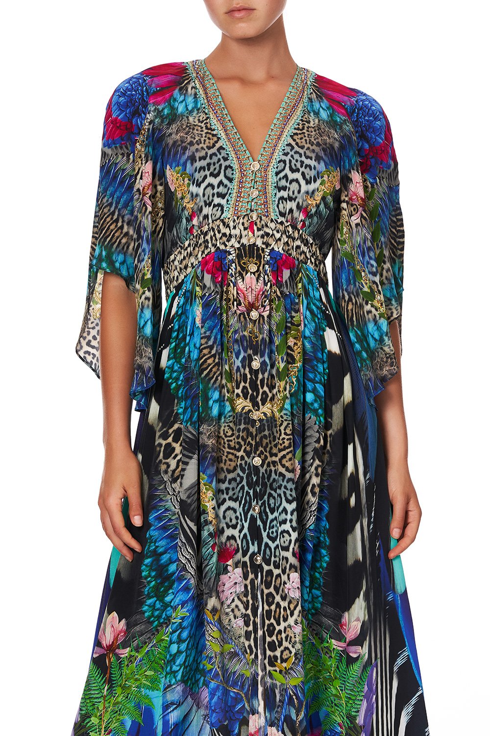 LONG DRESS WITH SMOCKED WAIST CAFE NAIROBI