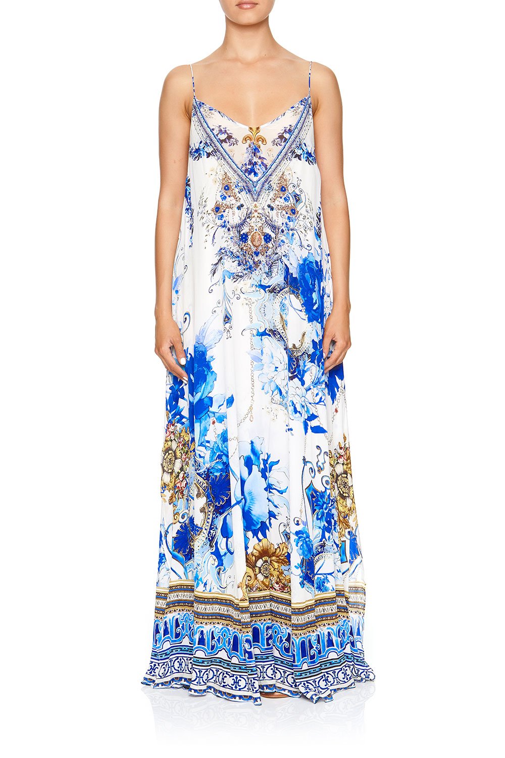 CAMILLA LONG DRESS WITH SHEER UNDERLAY SAINT GERMAINE