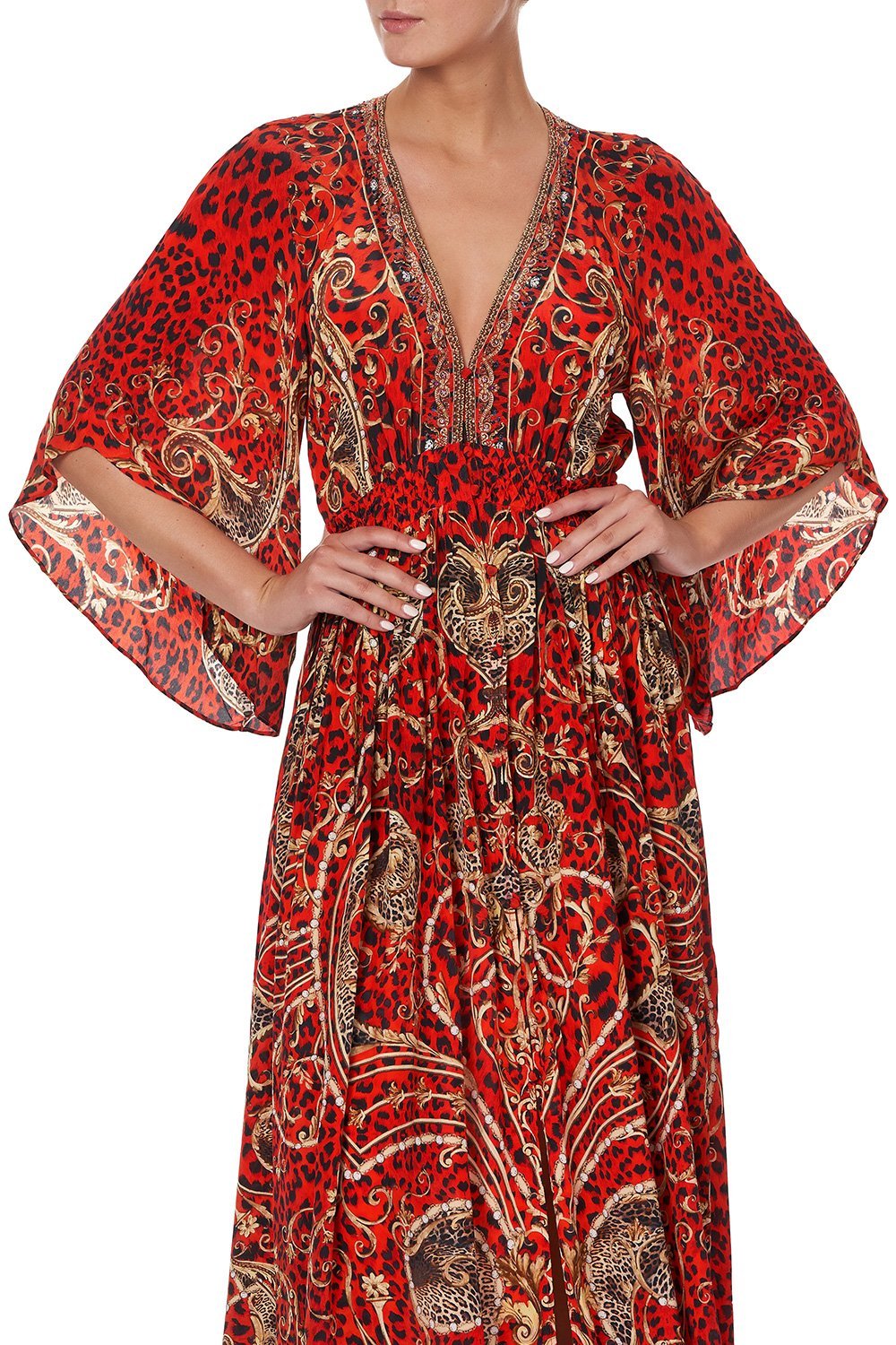 LONG DRESS WITH SMOCKED WAIST SLAVE TO THE RHYTHM