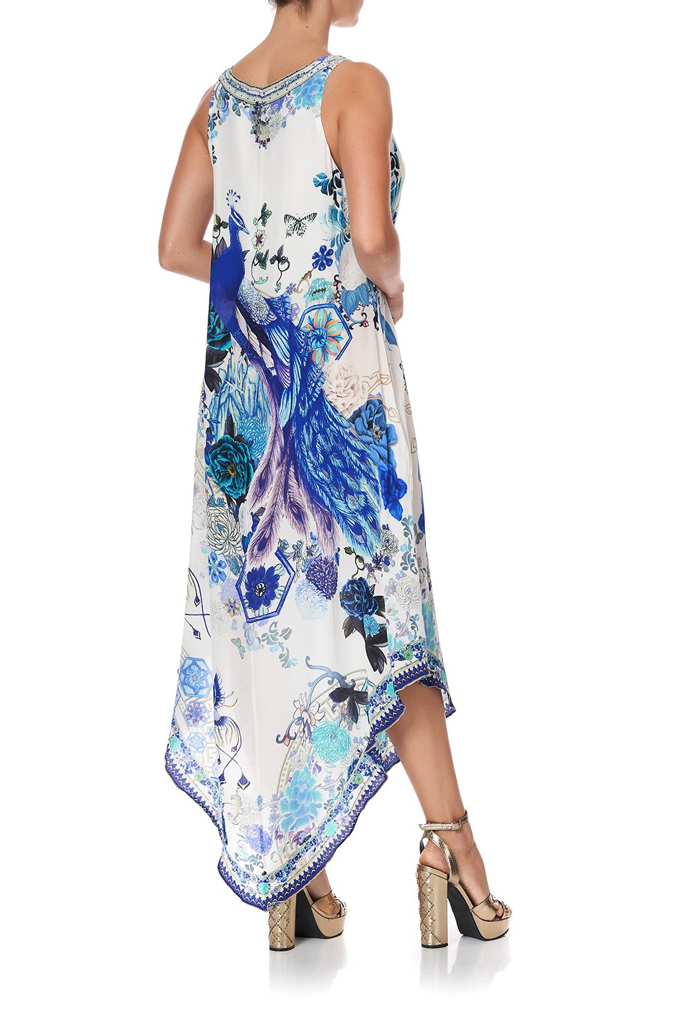 LONG DRESS WITH STRAP BEAD DETAIL WHITE SIDE OF THE MOON