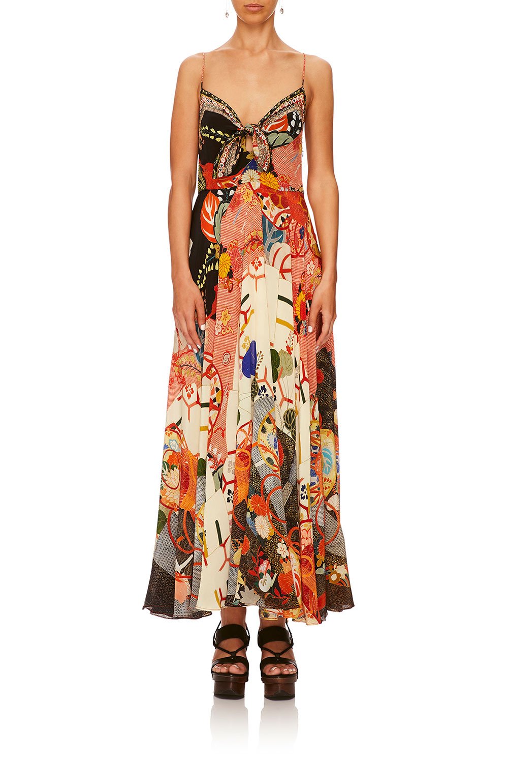 KISSING THE SUN LONG DRESS W TIE FRONT