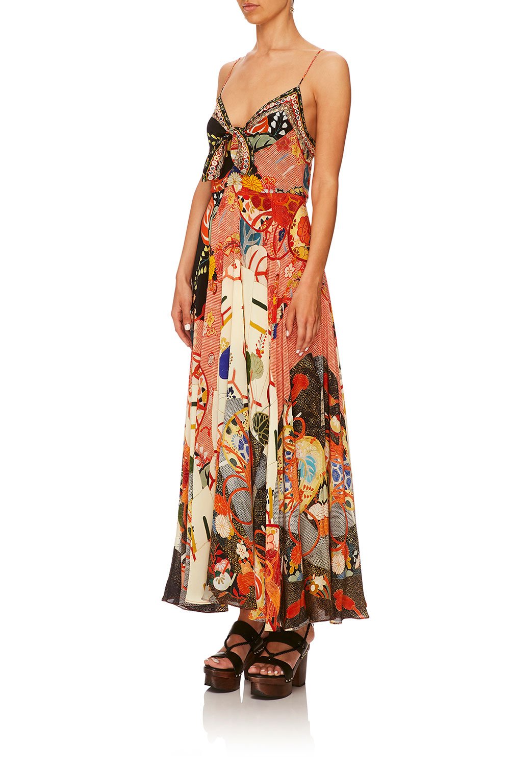KISSING THE SUN LONG DRESS W TIE FRONT