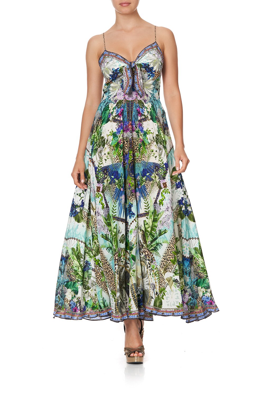 LONG DRESS WITH TIE FRONT MOON GARDEN