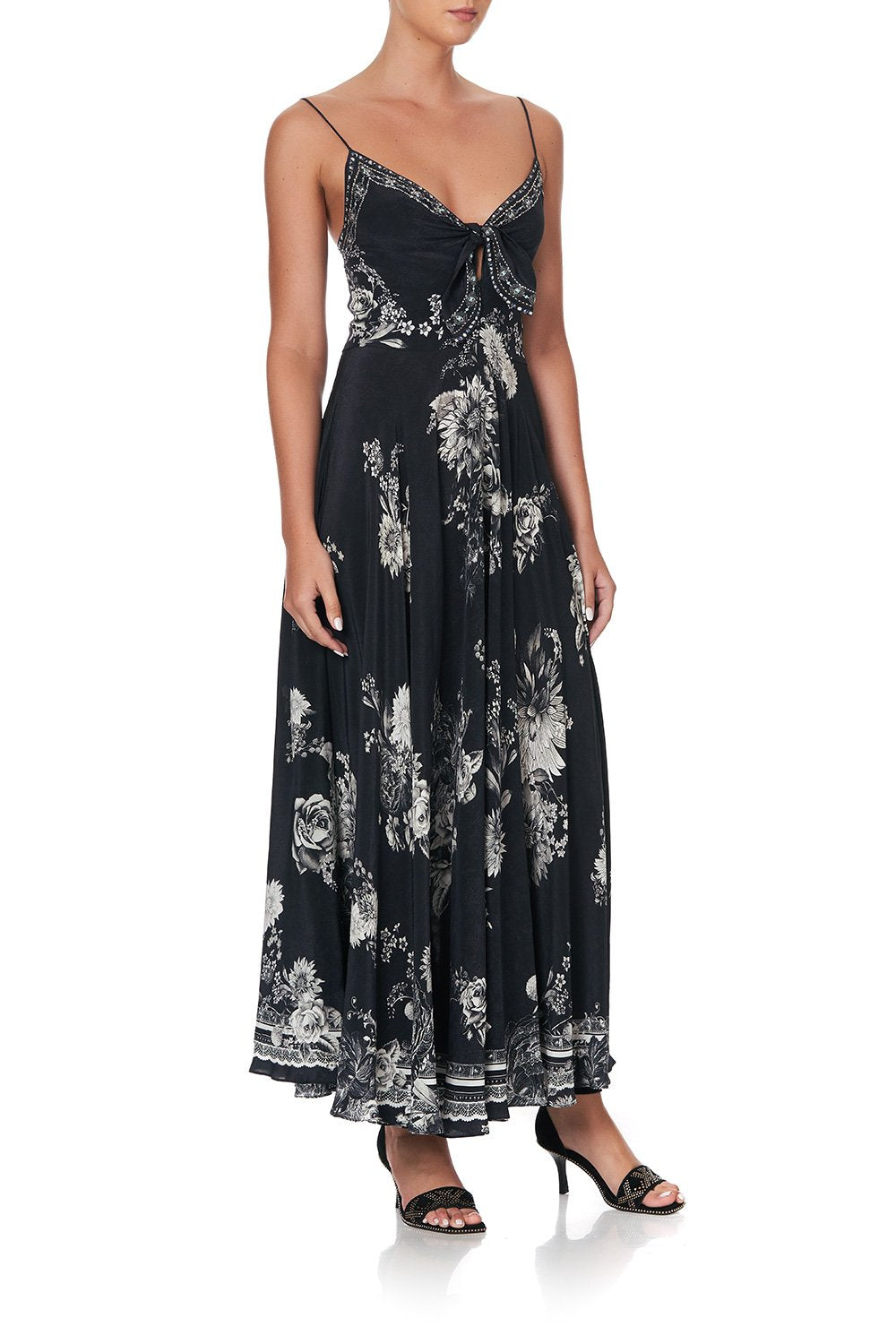 LONG DRESS WITH TIE FRONT MOONSHINE BLOOM