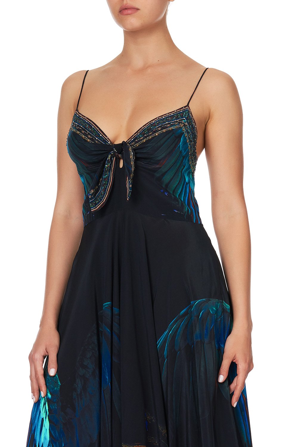 LONG DRESS WITH TIE FRONT NIGHT FLIGHT