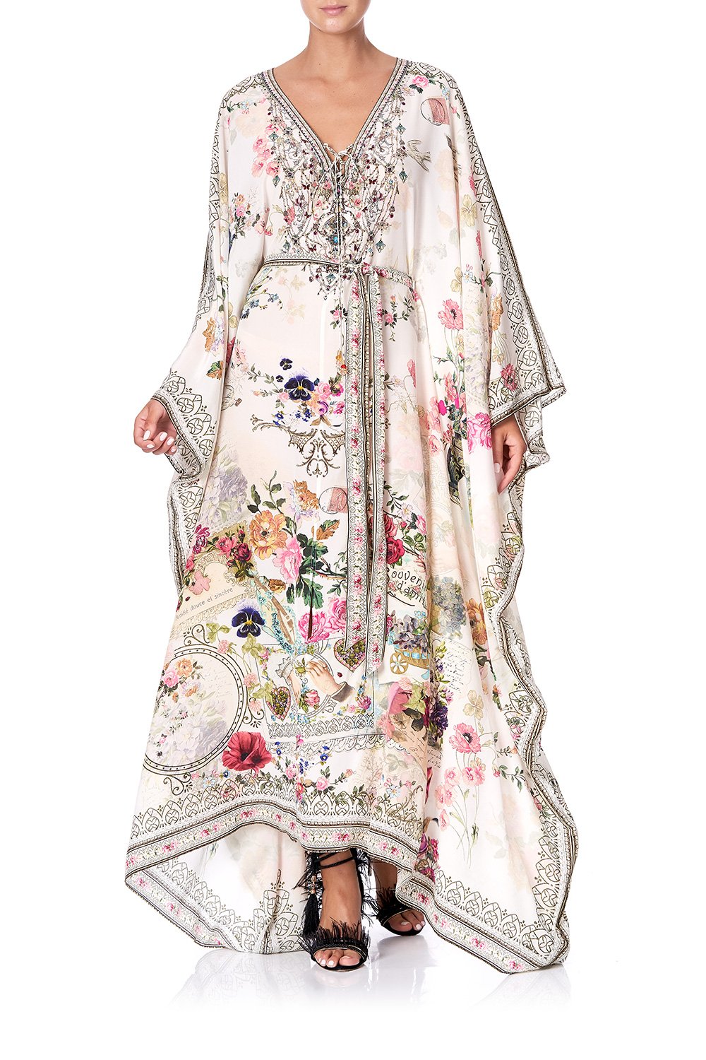 SPLIT HEM LACE UP KAFTAN JARDIN POSTCARDS