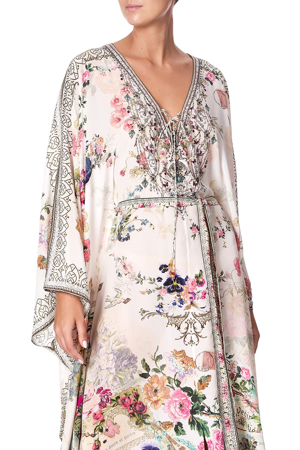 SPLIT HEM LACE UP KAFTAN JARDIN POSTCARDS