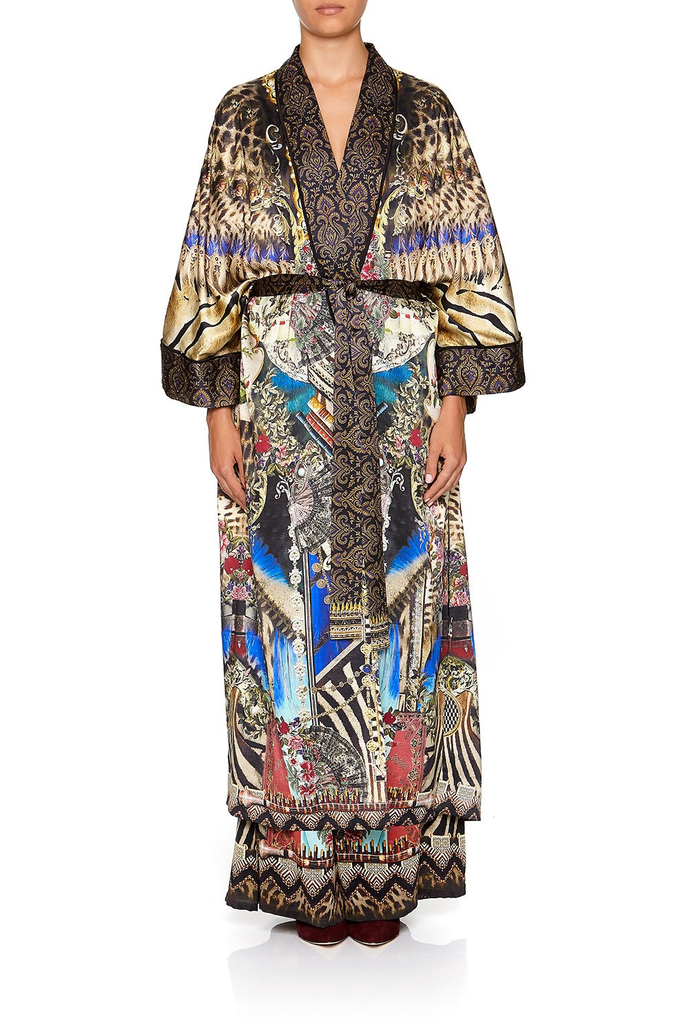 LONG ROBE WITH NARROW COLLAR STRONGER TOGETHER