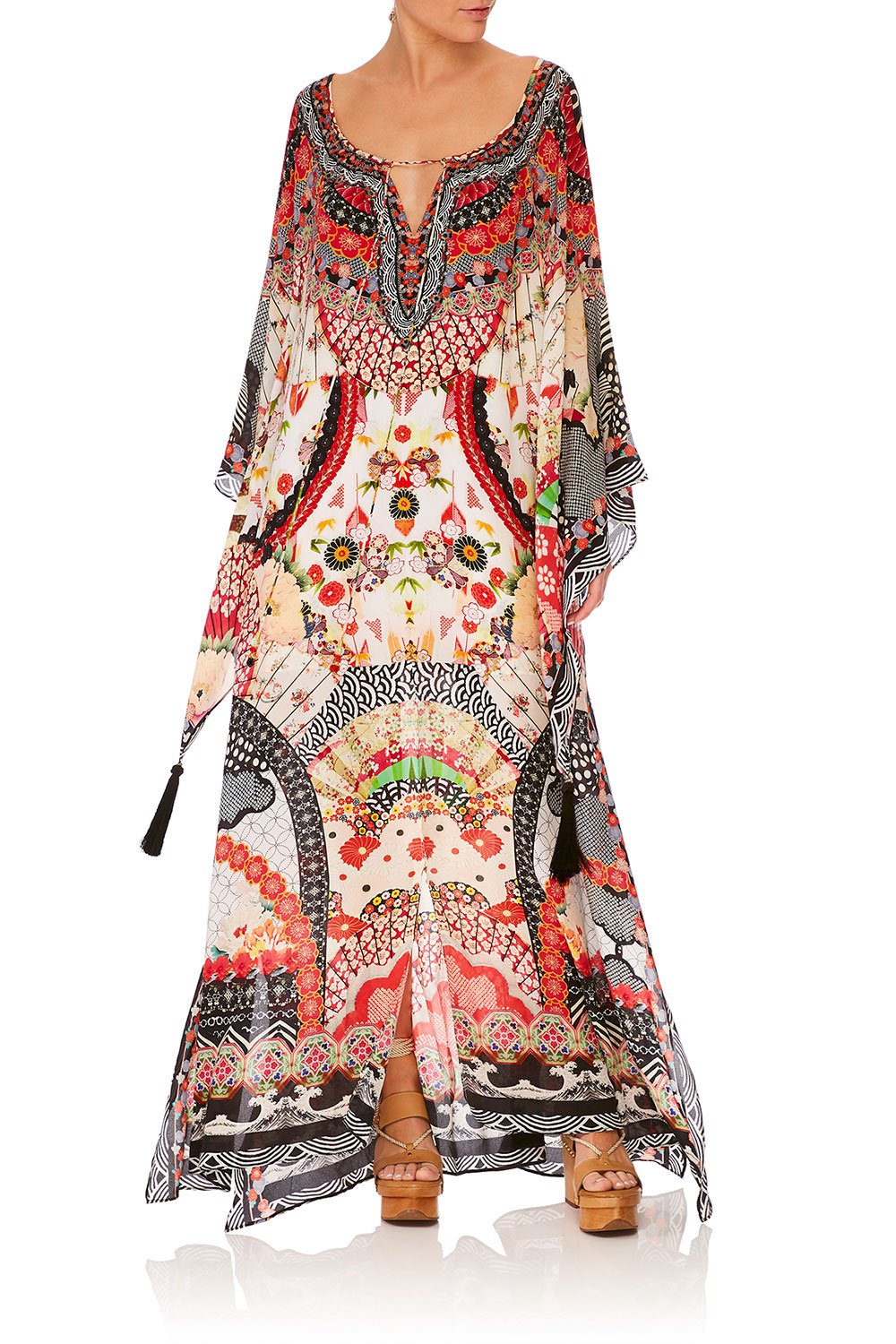 CAMILLA VINTAGE VIXEN LONG SLEEVE DRESS W TIE FRONT