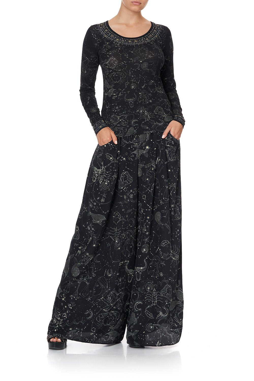 LONG SLEEVE FITTED TOP MIDNIGHT MOON HOUSE