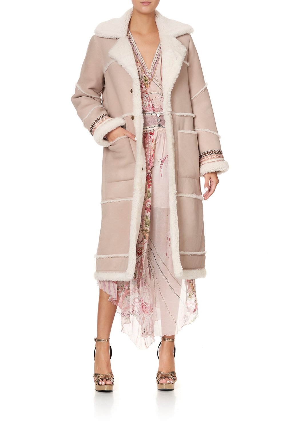 LONG SUEDE SHEARLING COAT ISTENANYA