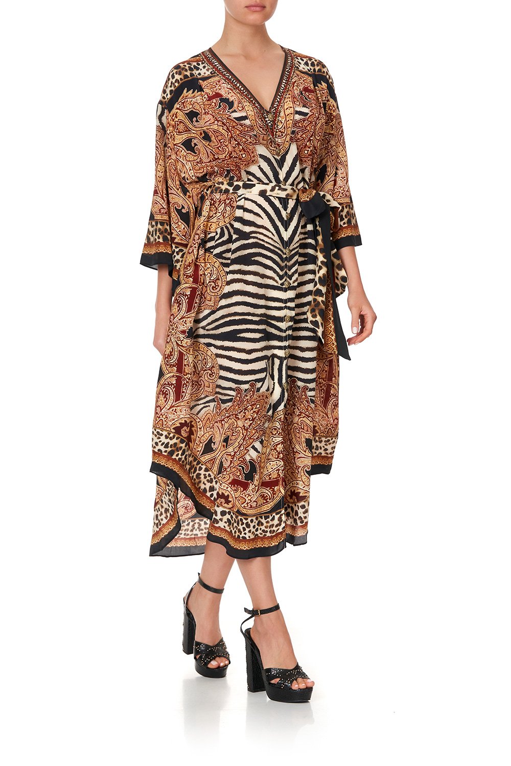 LOOSE BUTTON THROUGH DRESS WILD FIRE