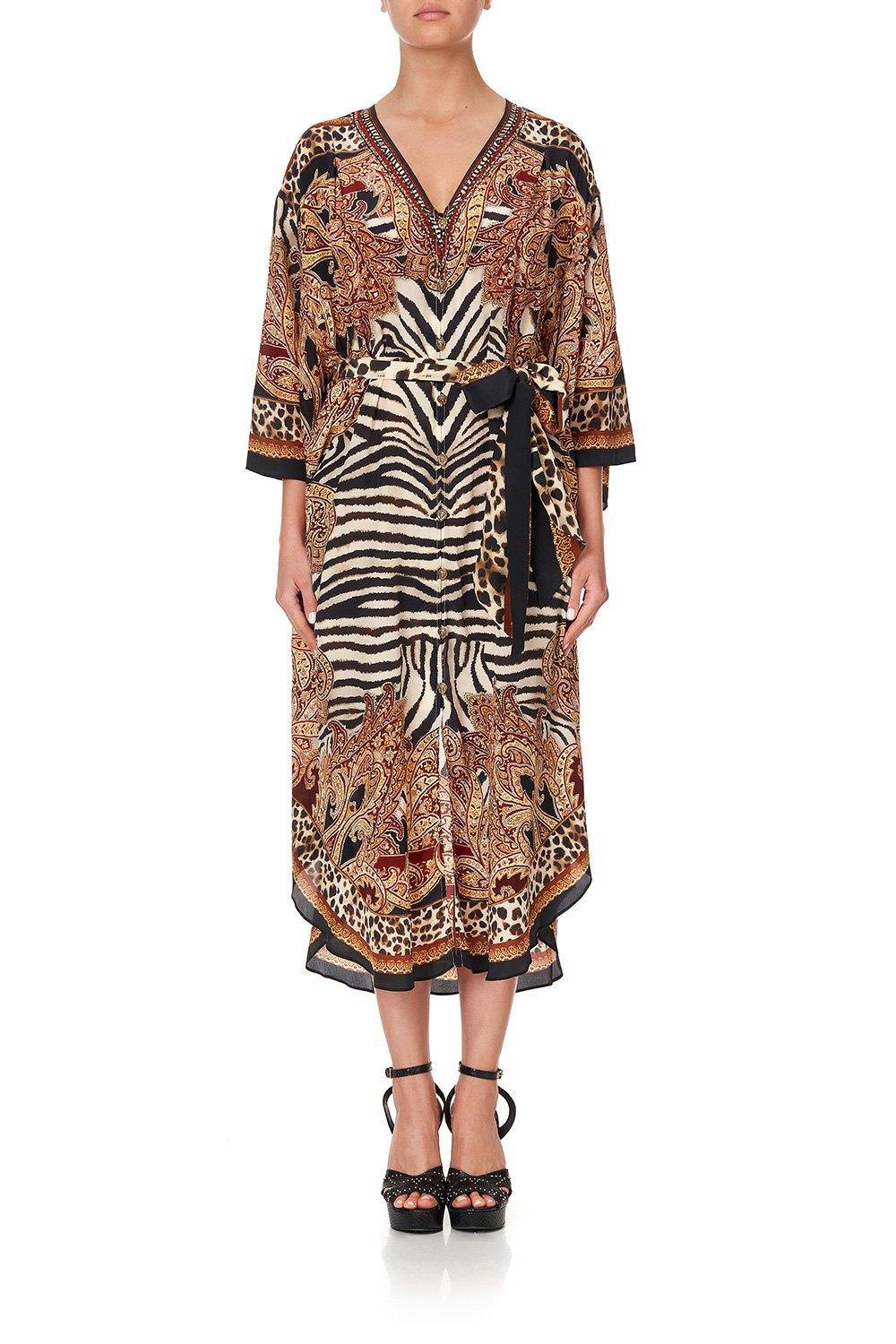 LOOSE BUTTON THROUGH DRESS WILD FIRE