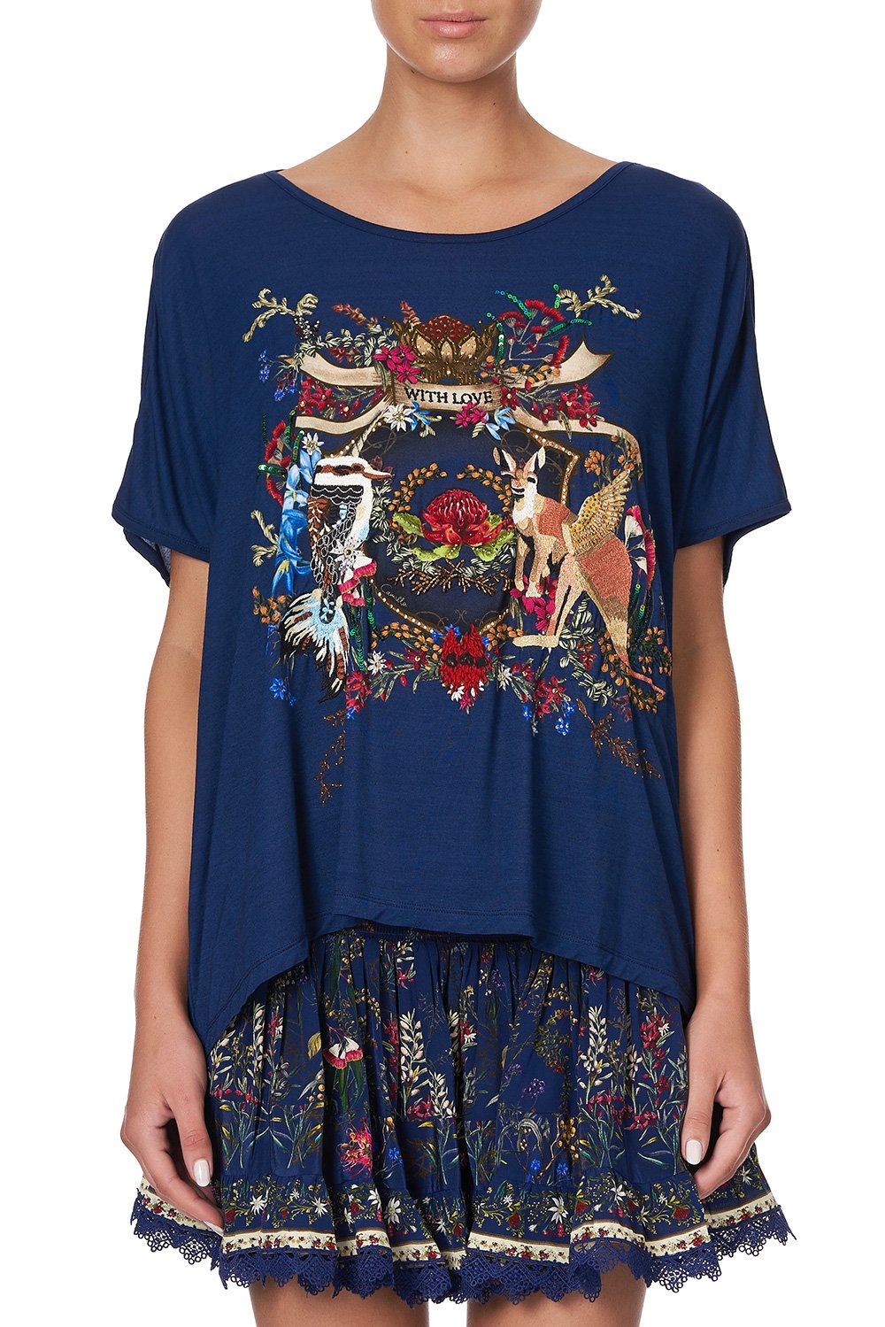 LOOSE FIT ROUND NECK TEE WINGS IN ARMS