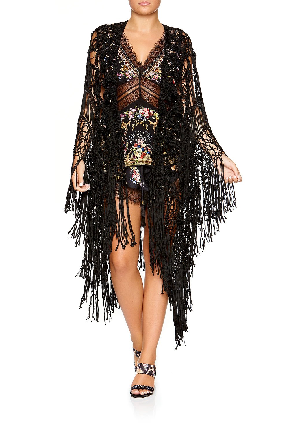 CAMILLA MACRAME THROW OVER PONCHO FRIEND IN FLORA