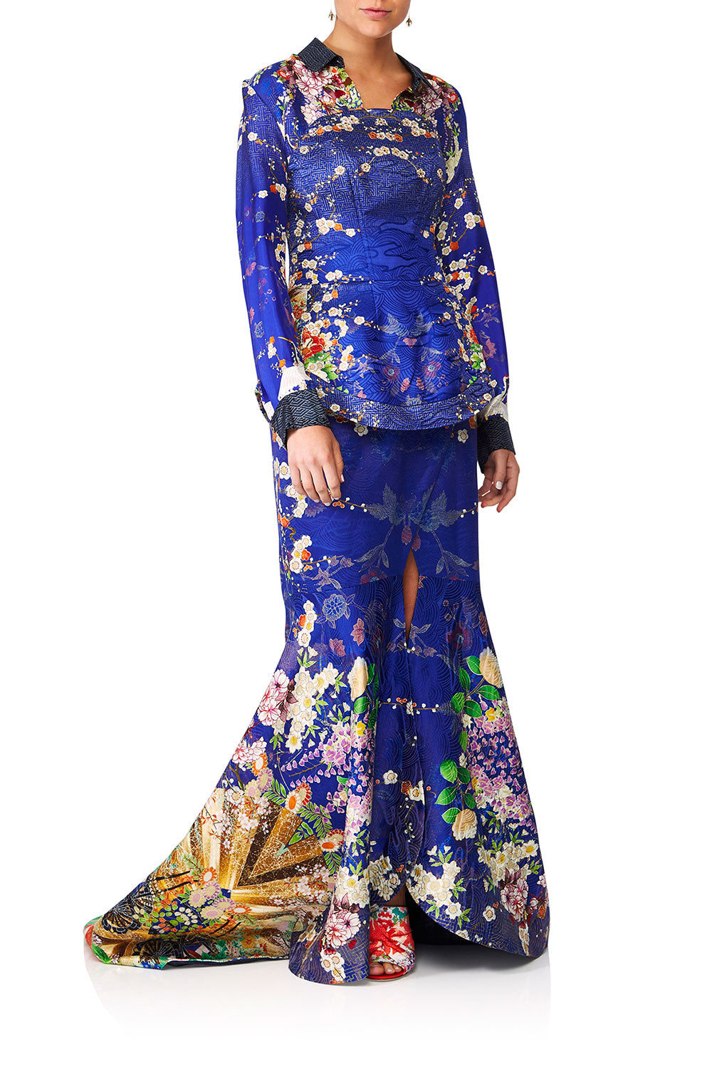 CAMILLA MAIKOS MIDNIGHT CURVED HEM ZIP DETAIL CORSET