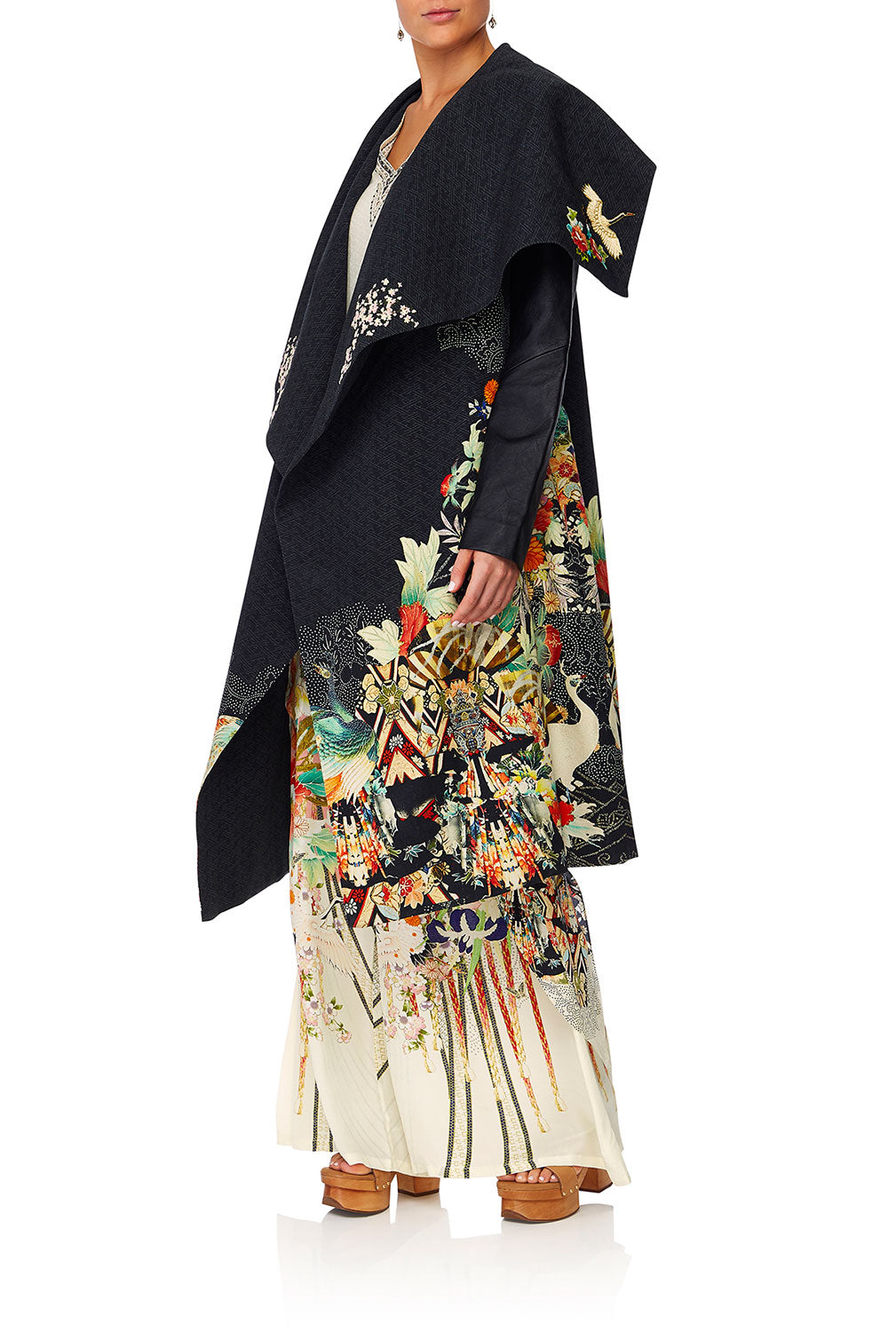 CAMILLA MIDNIGHT MOONCHILD WATERFALL COLLAR COAT