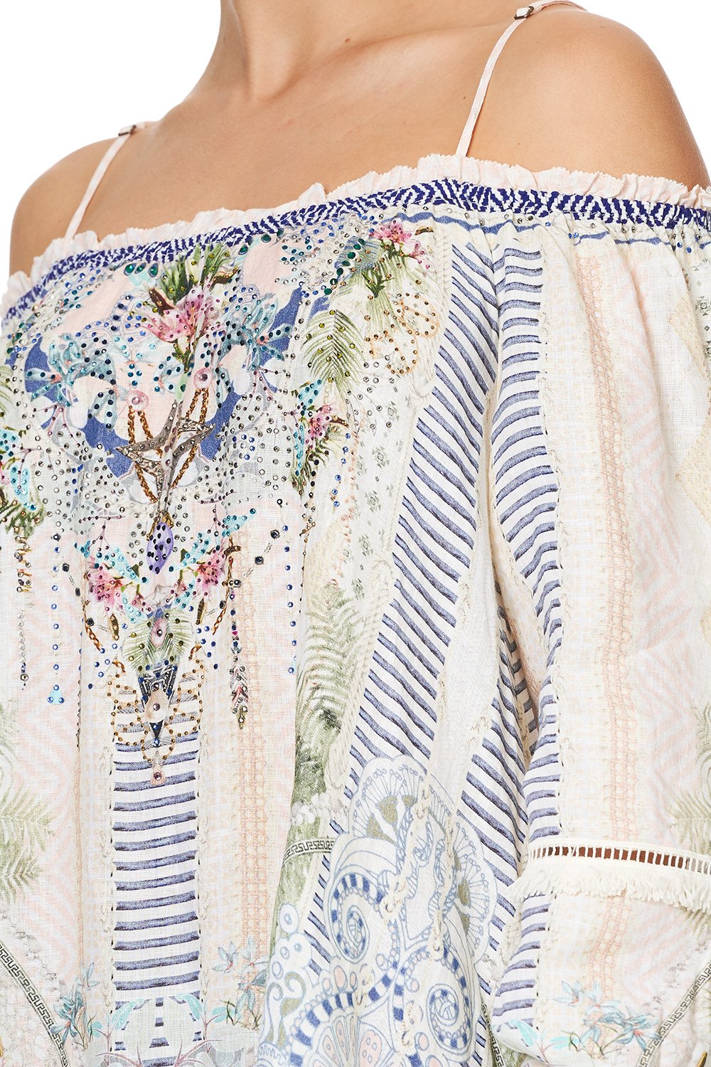 OFF SHOULDER DRESS WITH STRAPS BEACH SHACK