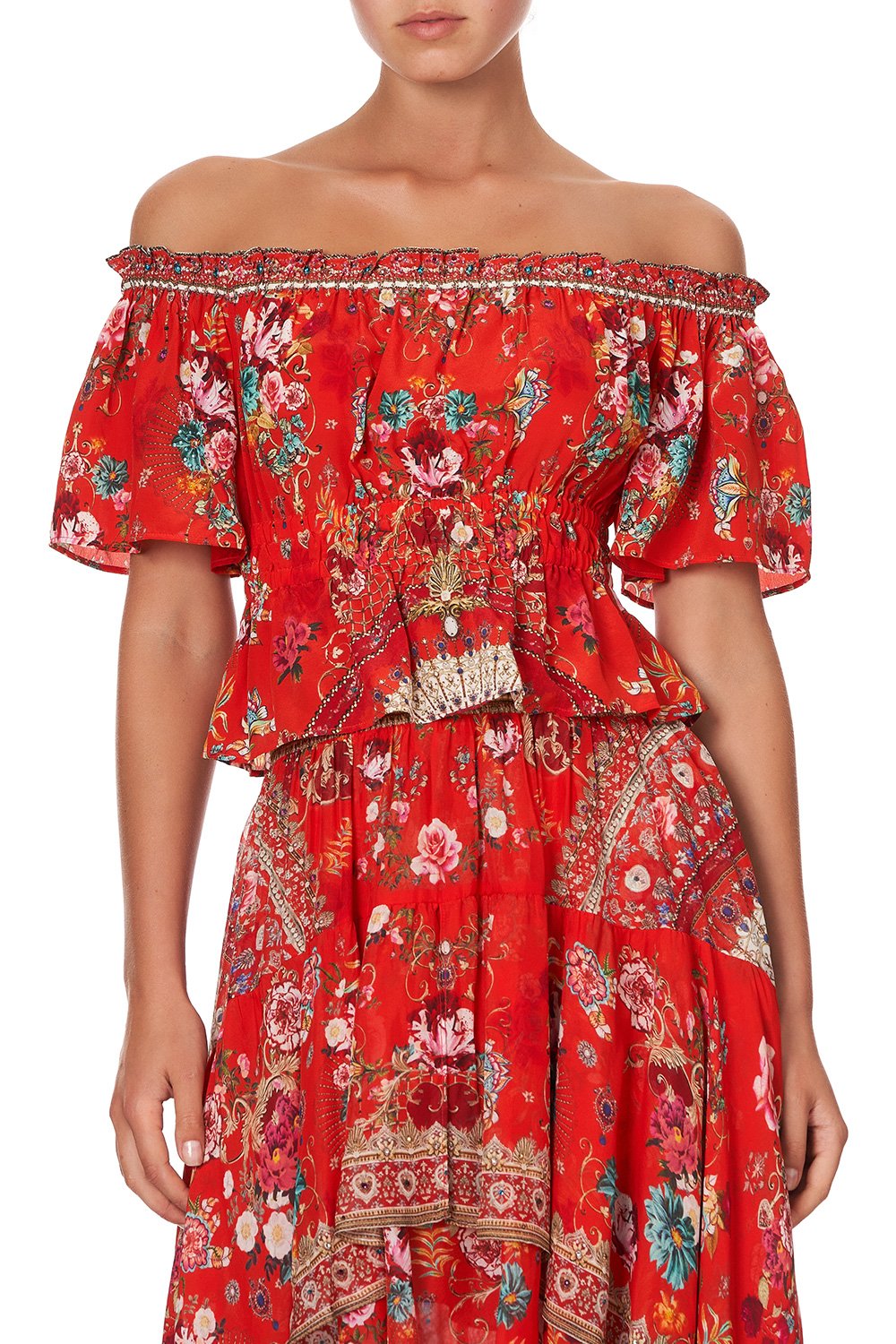 OFF SHOULDER GATHERED TOP CAMEOS CAN CAN