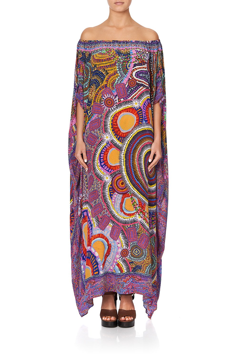 OFF SHOULDER KAFTAN WITH SPLIT WARLU DREAMING