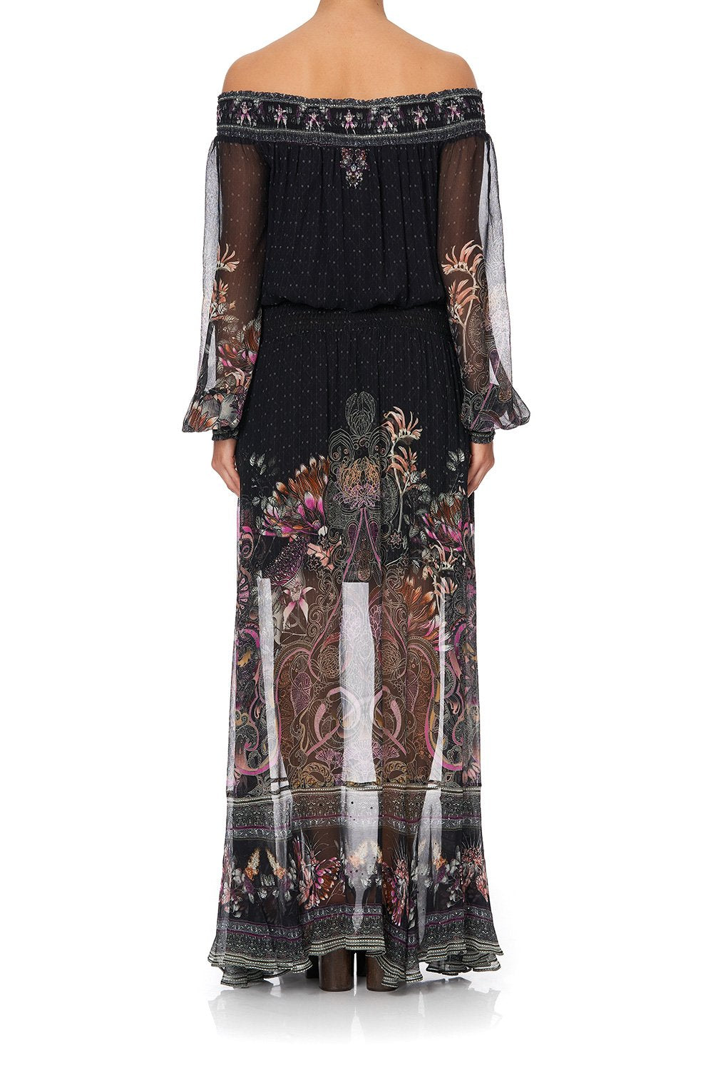 OFF SHOULDER SHIRRED DRESS RESTLESS NIGHTS