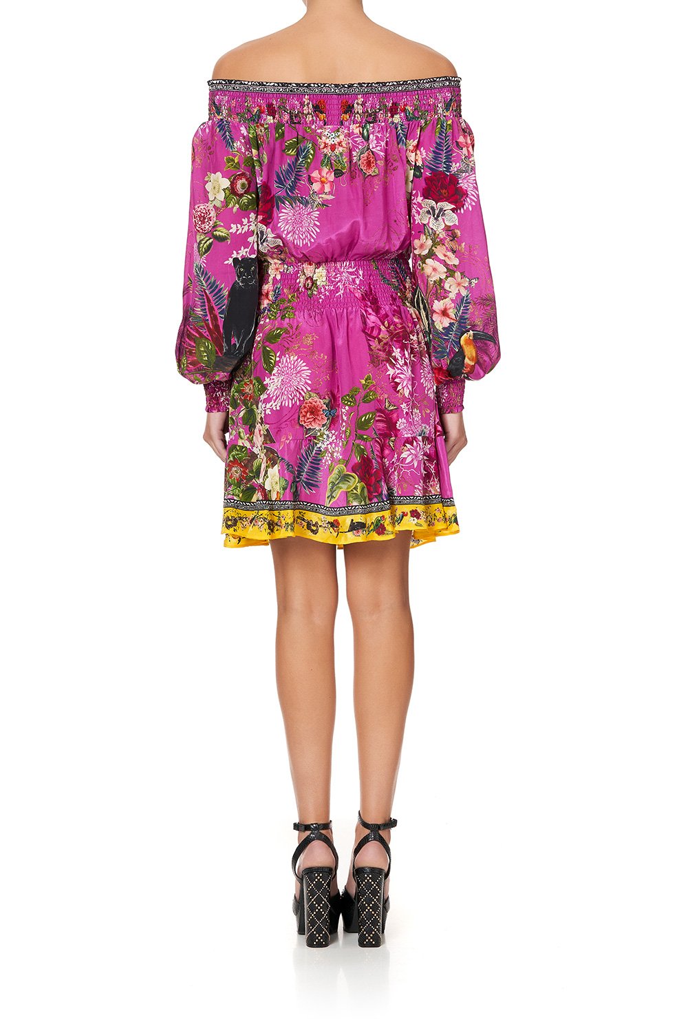 OFF SHOULDER SHORT DRESS JUNGLE LANGUAGE