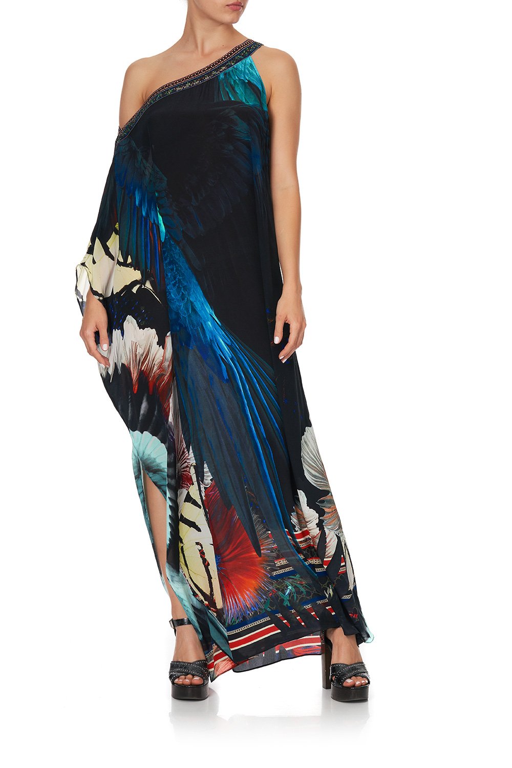 ONE SHOULDER KAFTAN WITH NECKBAND NIGHT FLIGHT