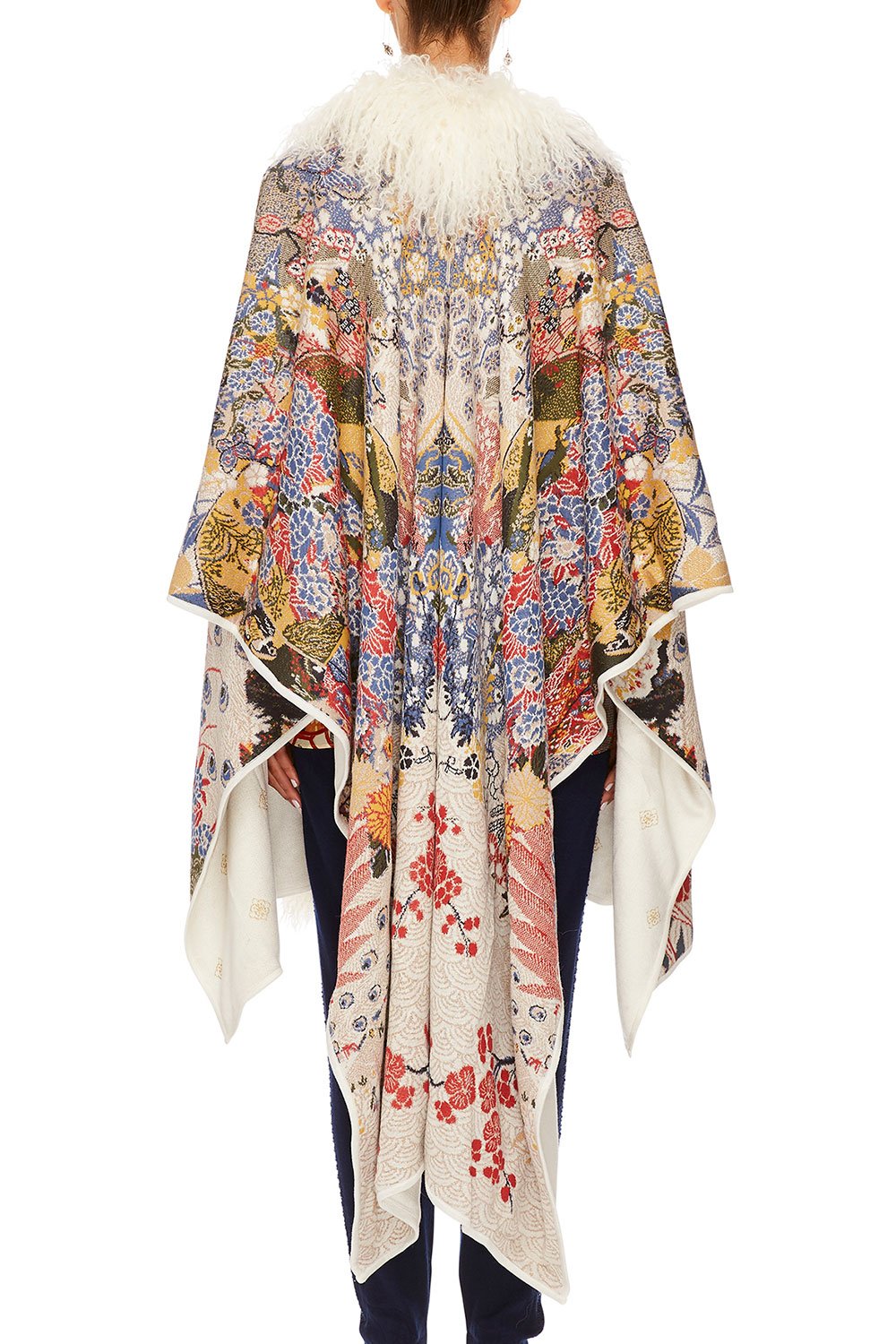 OVERSIZED PONCHO WITH FUR LADY LABYRINTH