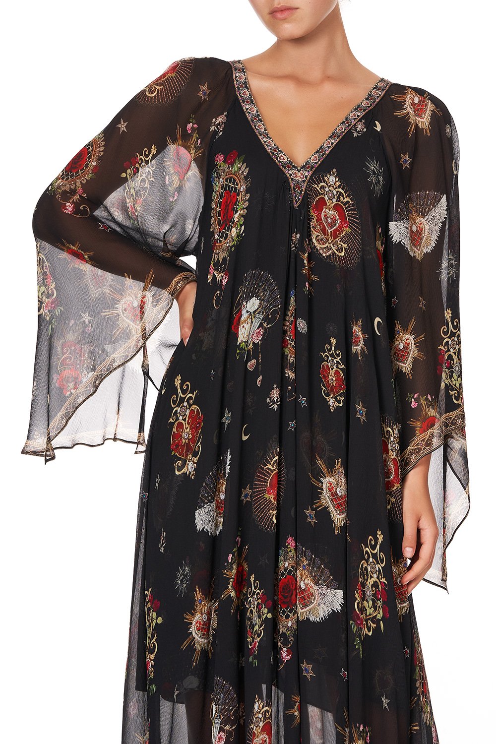 PLEAT SLEEVE LONG DRESS MONTAGUES CAPULET