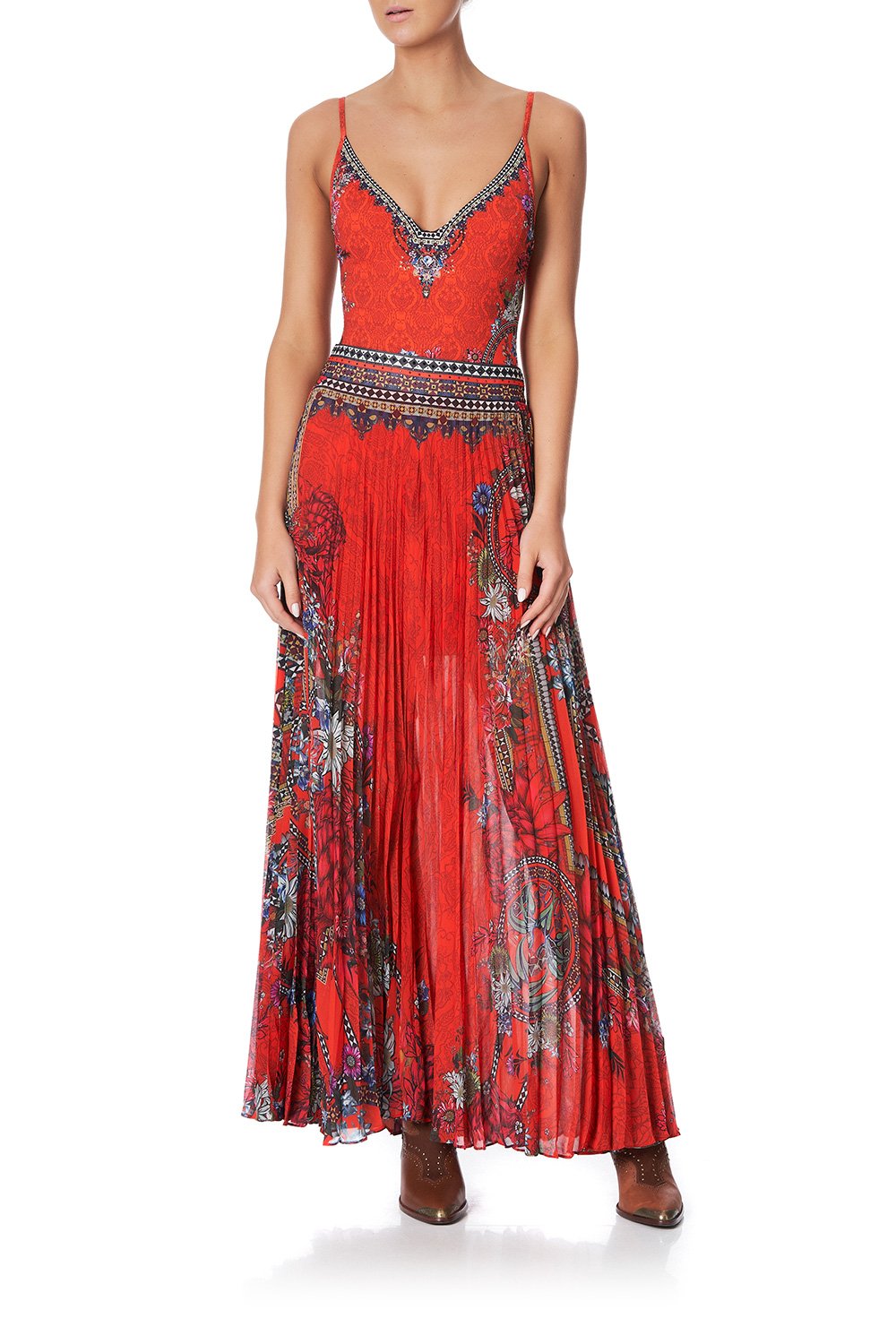 WIRED V-NECK ONE PIECE WONDERING WARATAH