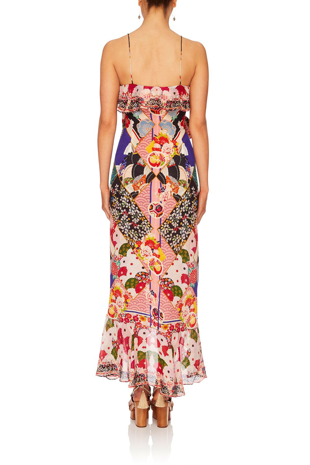 CAMILLA POSTCARDS FROM MARS LONG WRAP DRESS WFRILL
