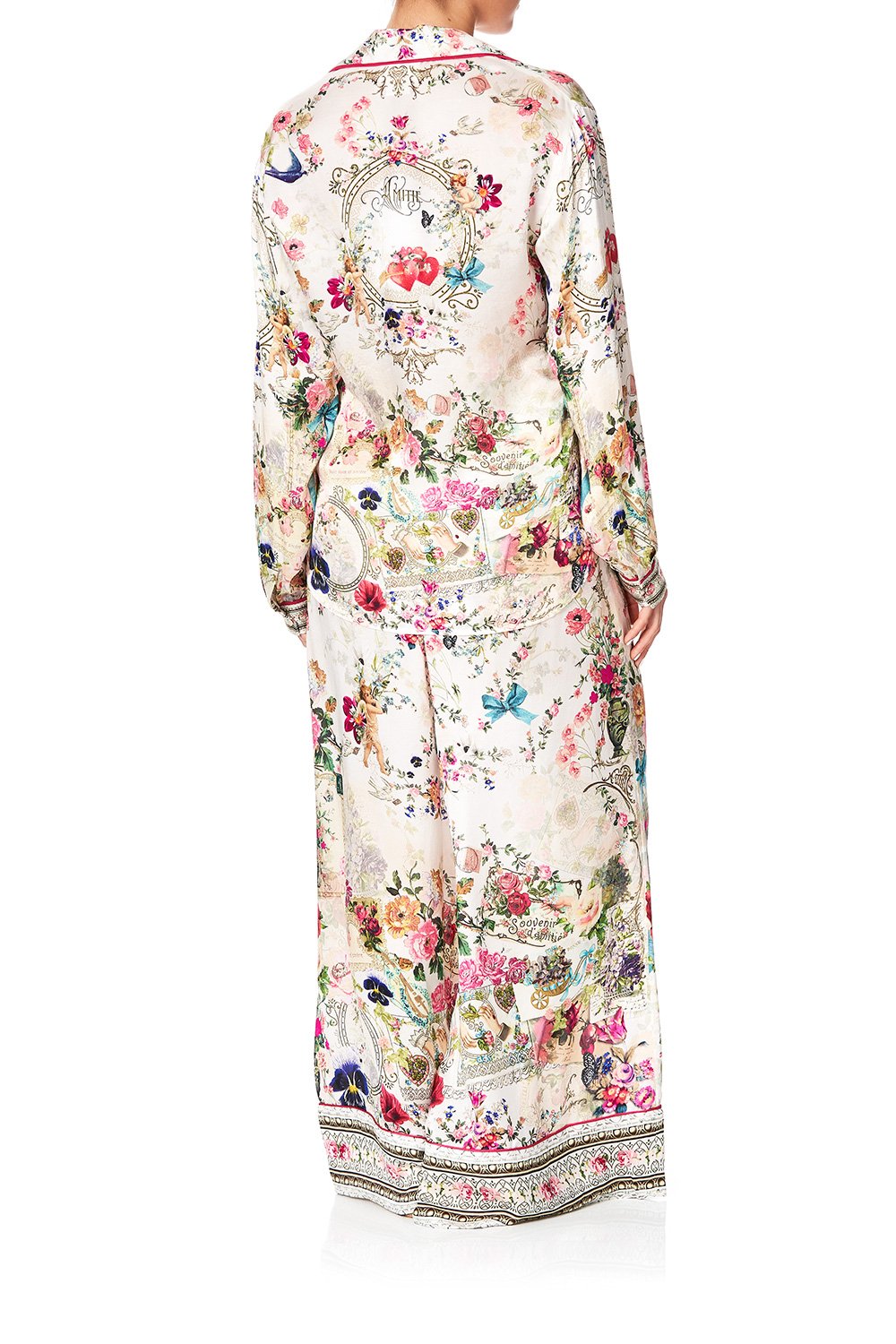 SLEEPWEAR PJ SHIRT WITH PIPING JARDIN POSTCARDS