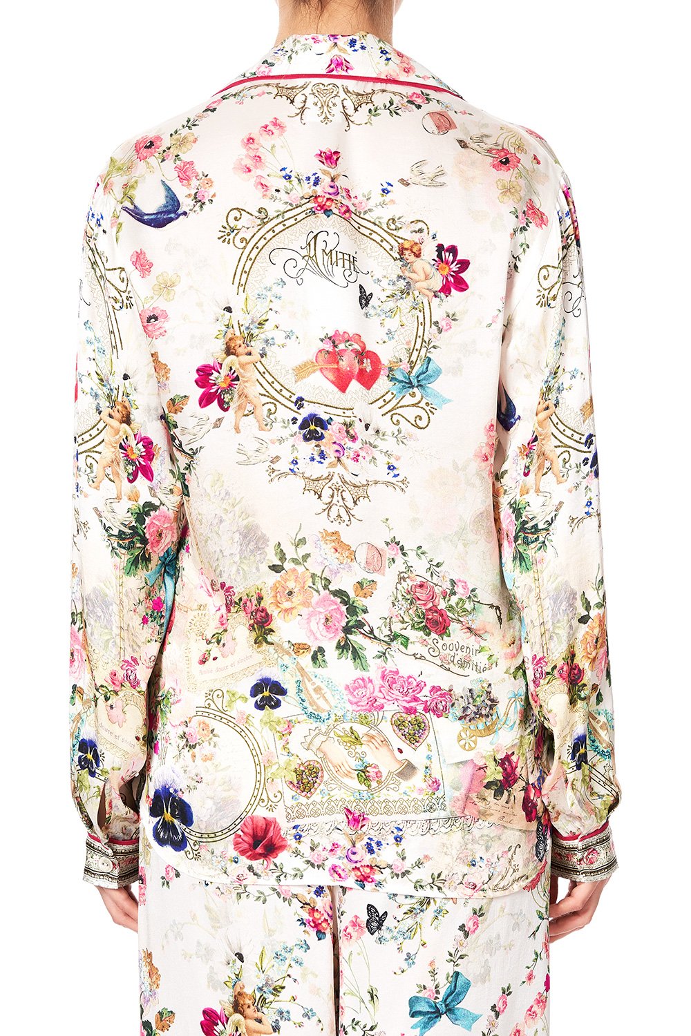 SLEEPWEAR PJ SHIRT WITH PIPING JARDIN POSTCARDS