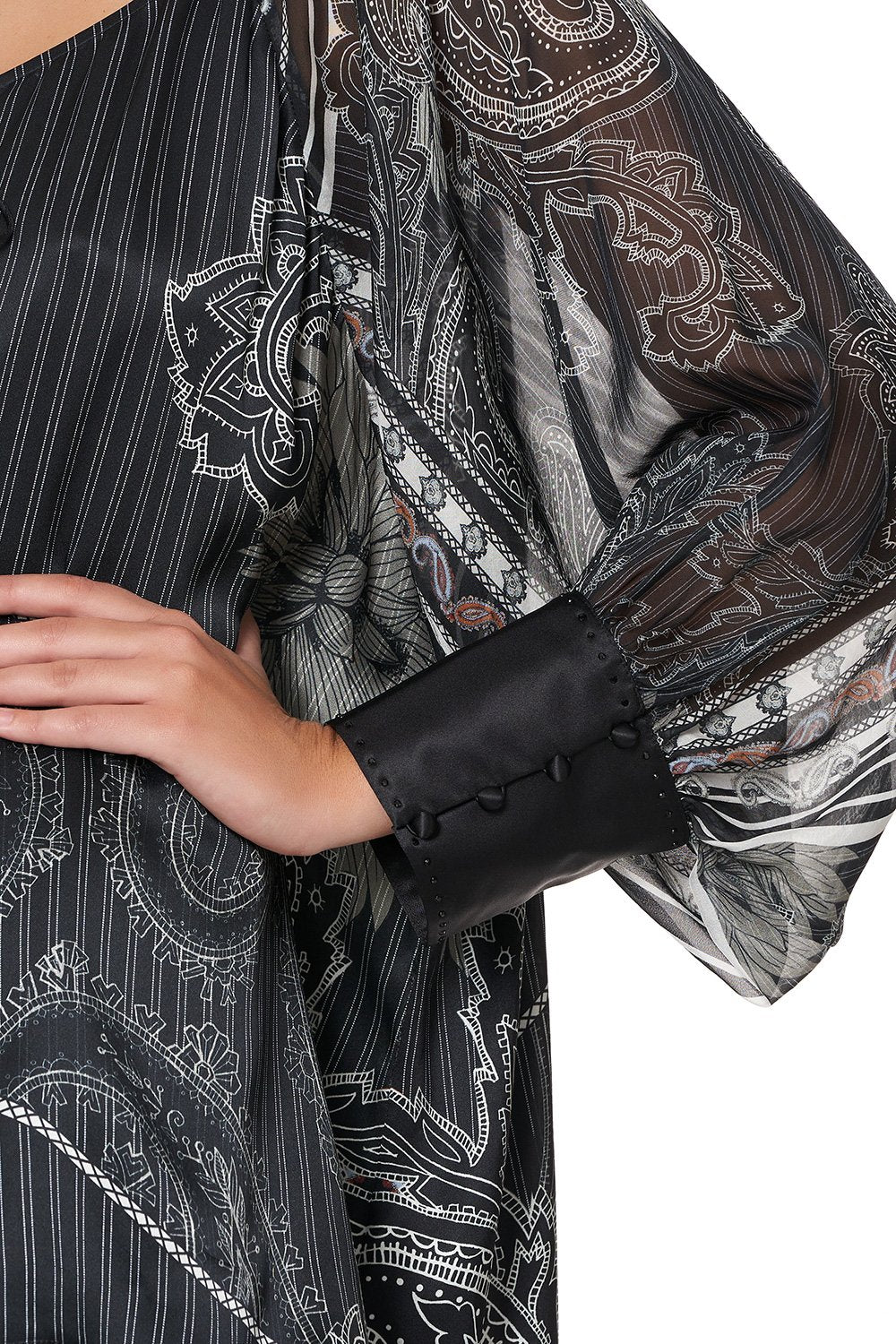 RAGLAN SLEEVE BUTTON UP TOP TALE OF THE FIRE BIRD