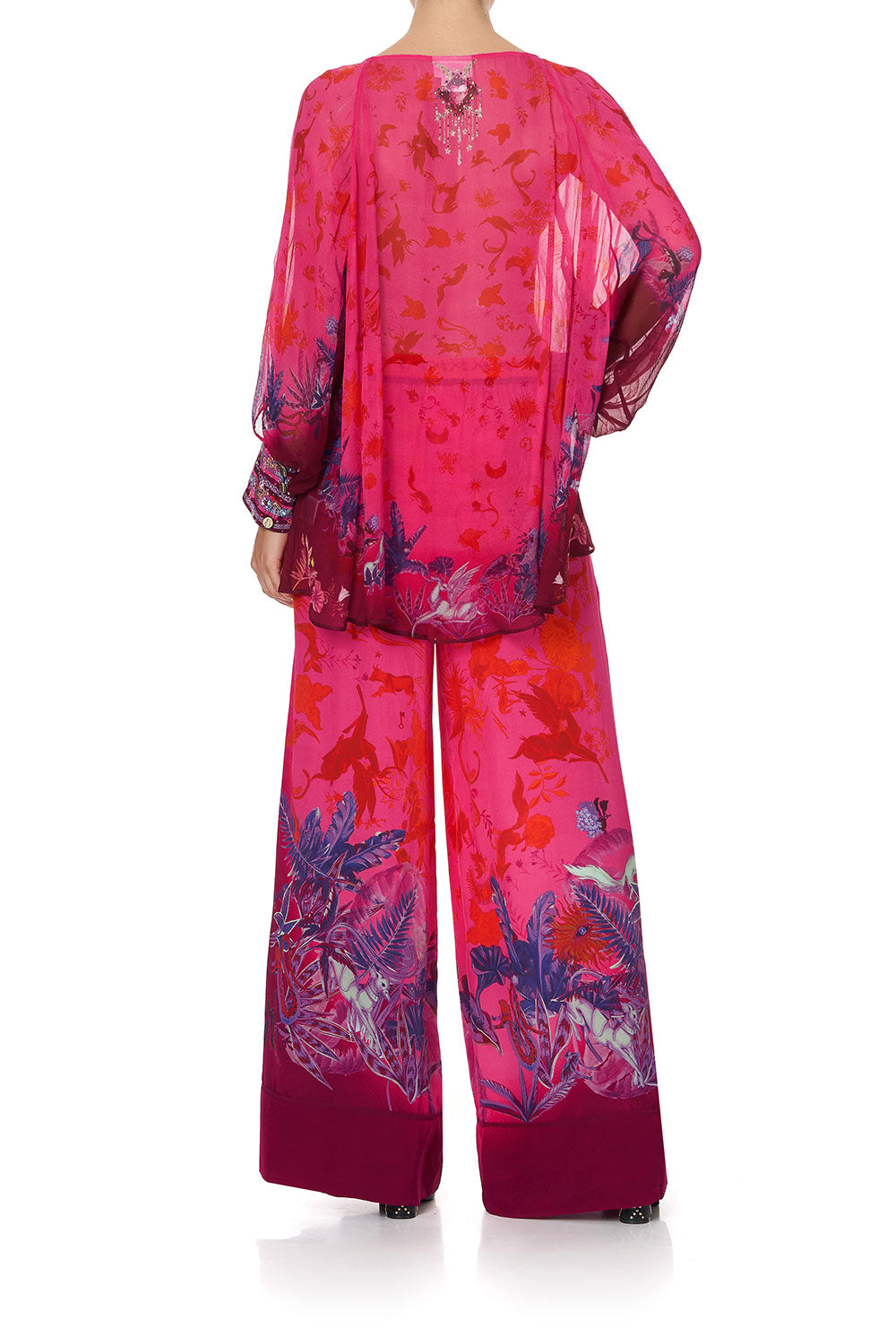 RAGLAN SLEEVE BUTTON UP TOP TROPIC OF NEON