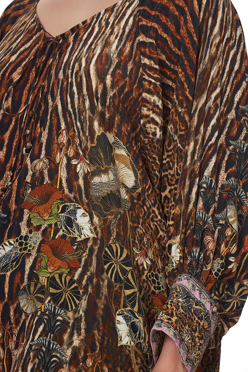 RAGLAN SLEEVE BUTTON UP TOP WILD AZAL