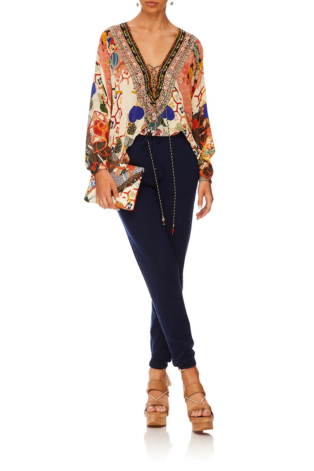 CAMILLA KISSING THE SUN LACE UP SHIRT