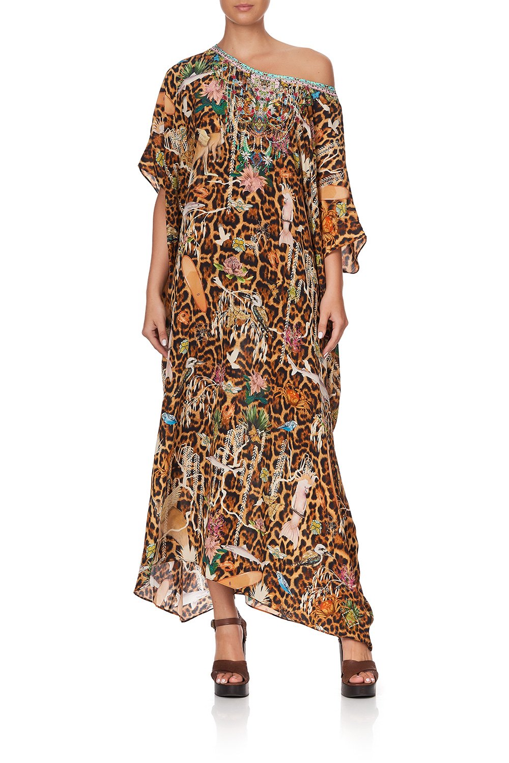 ROUND NECK KAFTAN FAUNA ELECTRO