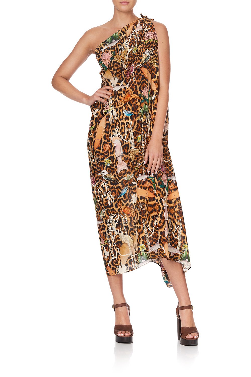 ROUND NECK KAFTAN FAUNA ELECTRO