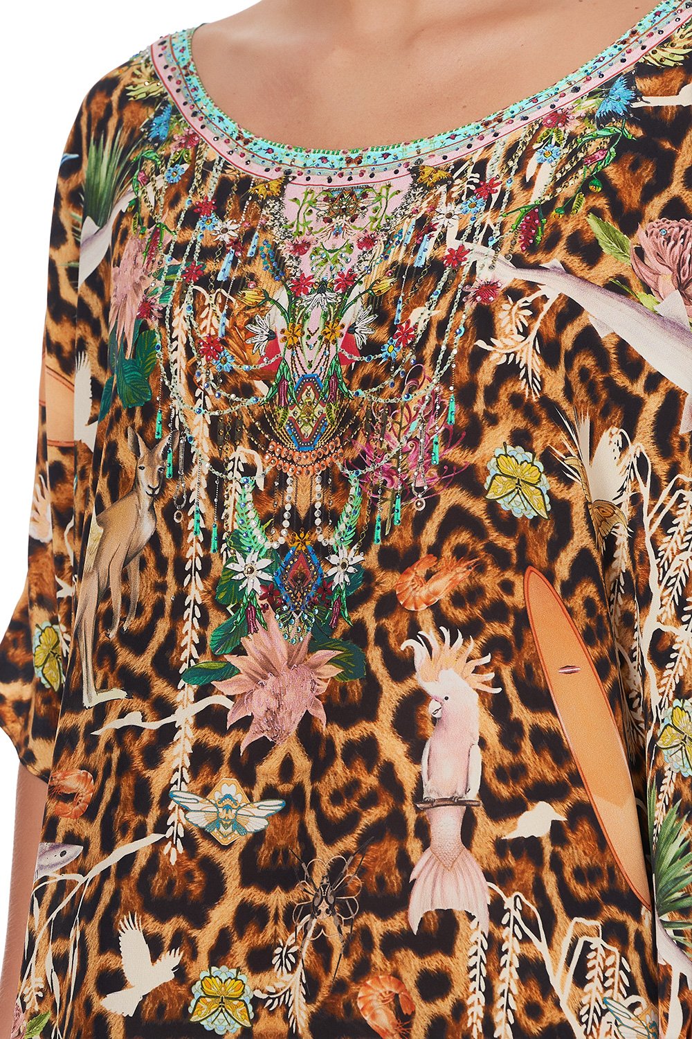 ROUND NECK KAFTAN FAUNA ELECTRO