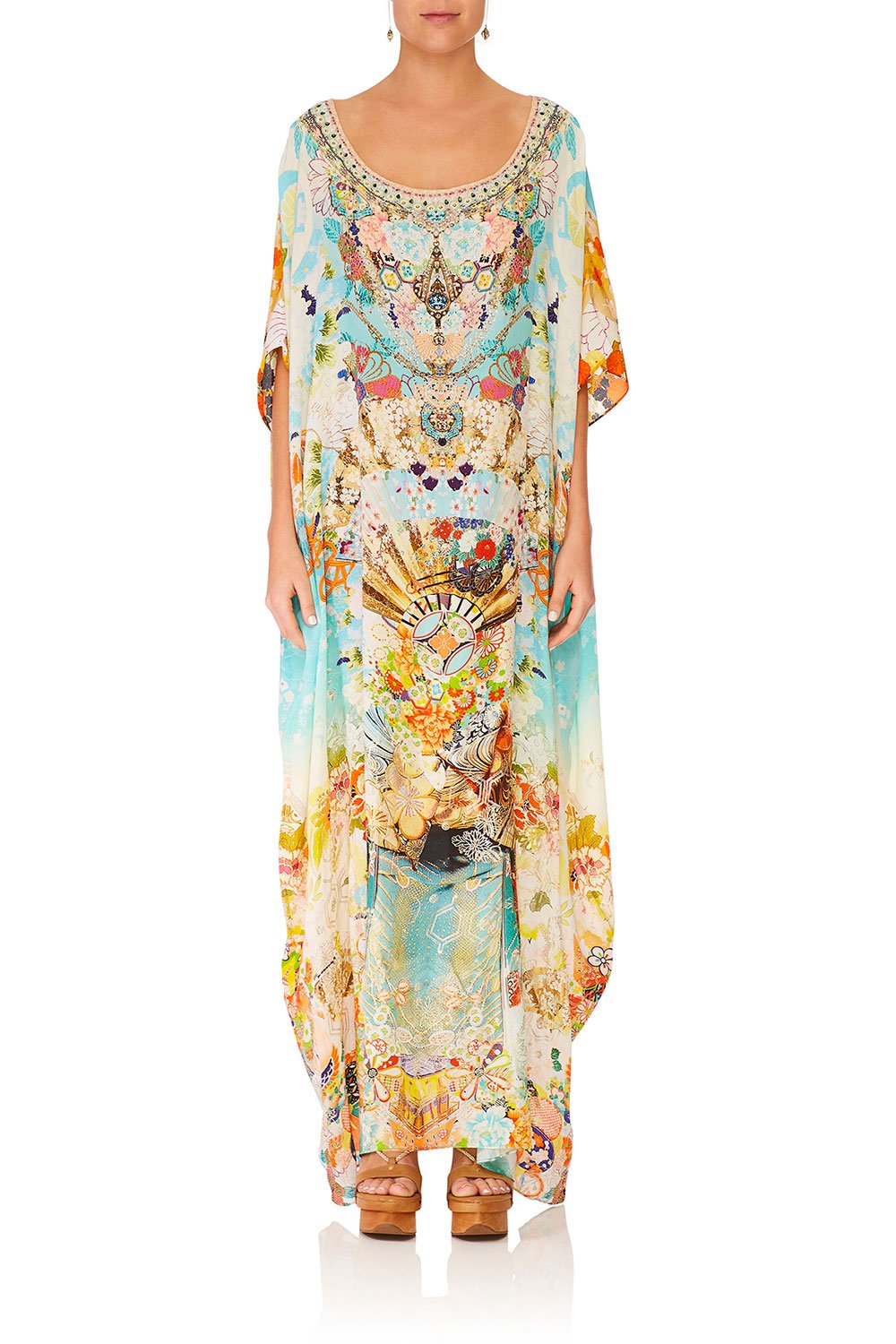 CAMILLA RETROS RAINBOW ROUND NECK KAFTAN