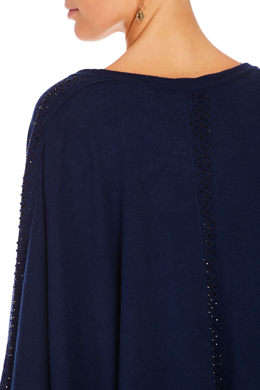 CAMILLA THE FAN SEA ROUND NECK PONCHO W FULL LINING